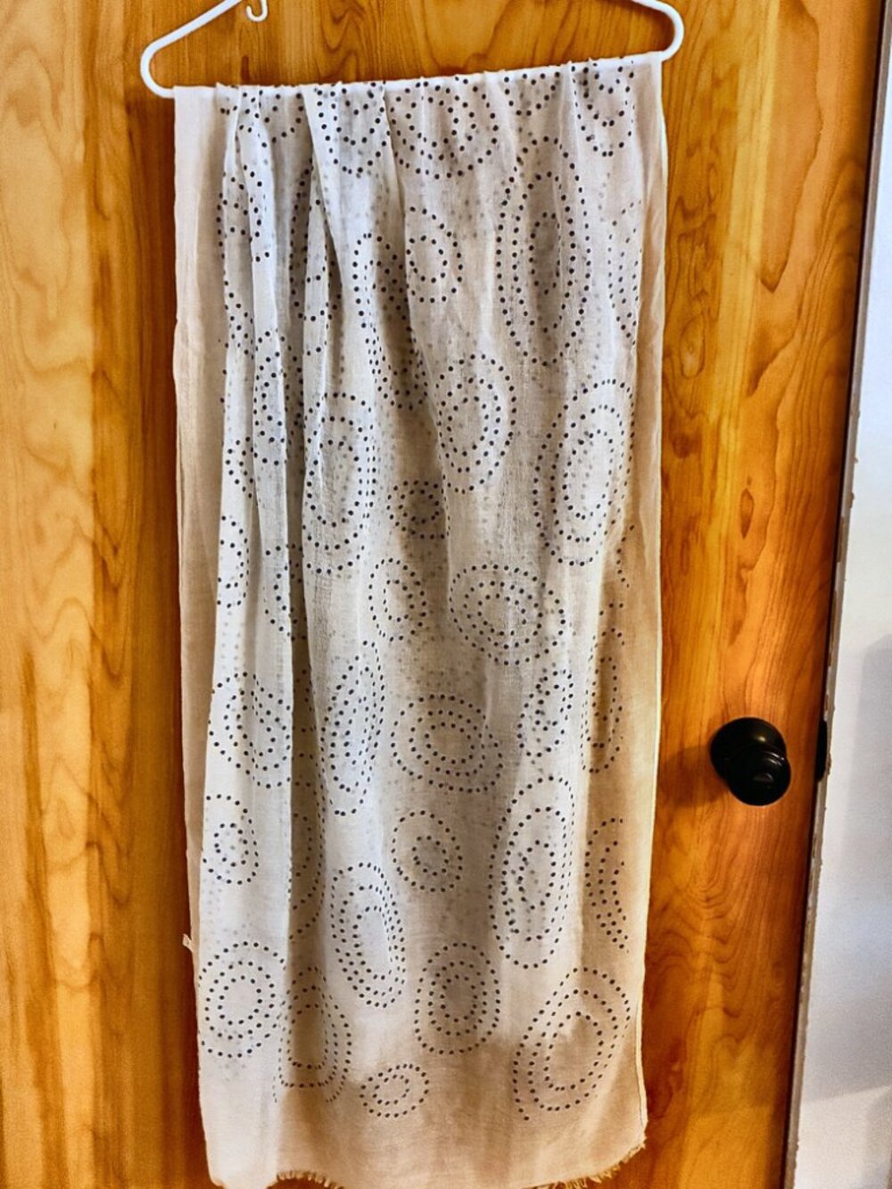 White Blue Spiral Dot Print Lightweight Viscose Scarf Wrap